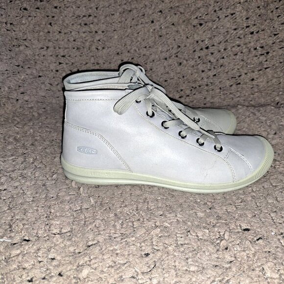 KEEN-Lorelai 1020497-Grey/Beige Leather Chukka Boots-Sz 7-Excellent - Picture 5 of 8